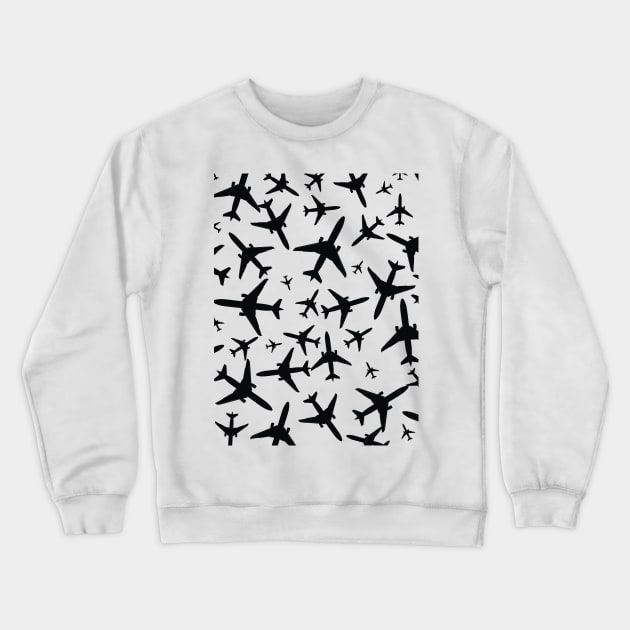 Random Airplanes Pattern Design Crewneck Sweatshirt by Avion